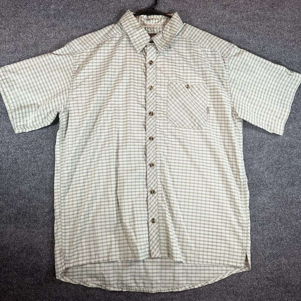Ducks Unlimited Drake Waterfowl Men’s M Green Plaid Short Sleeve Hunting Shirt